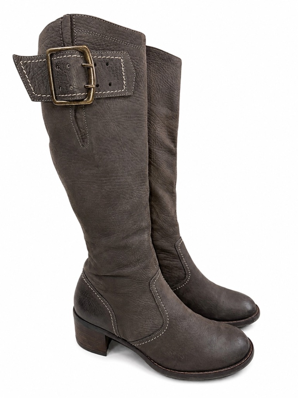 Paul Green Kendra Knee High Buckle Boot in Quartz Nubuck Leather Size 6 US